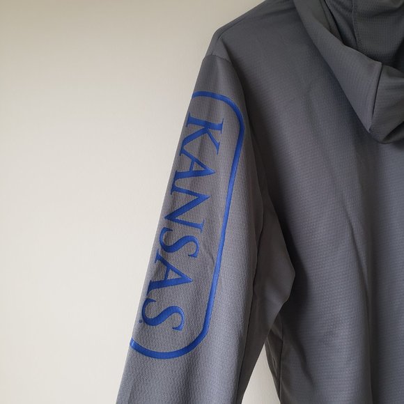 Kansas Jayhawks Long Sleeve Hooded Training Shirt Mens Large Tall LT Gray Adidas - Picture 8 of 13
